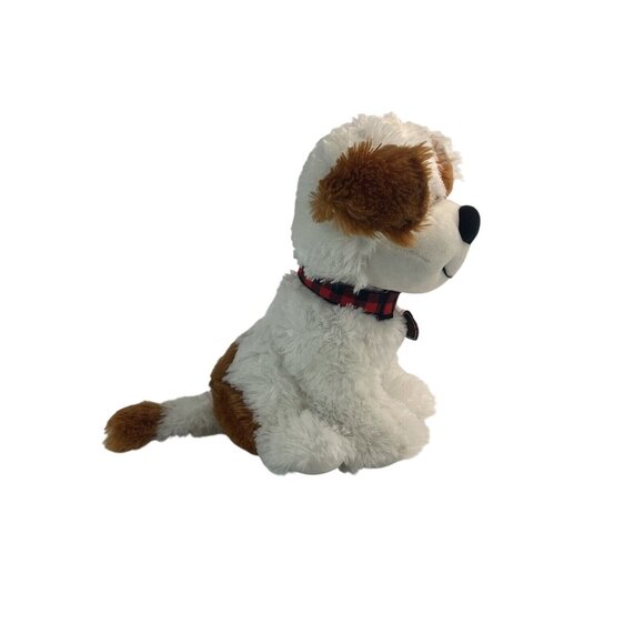 RBI Puppy Dog 16” Plush White Brown w/Red Plaid Collar by Ron Banafato Inc - Picture 3 of 8